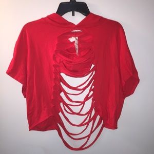 Distressed crop top with hoodie